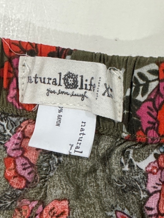 Natural Life Wide Leg Pants Boho Floral Rayon Elastic Waist XS - Picture 4 of 4
